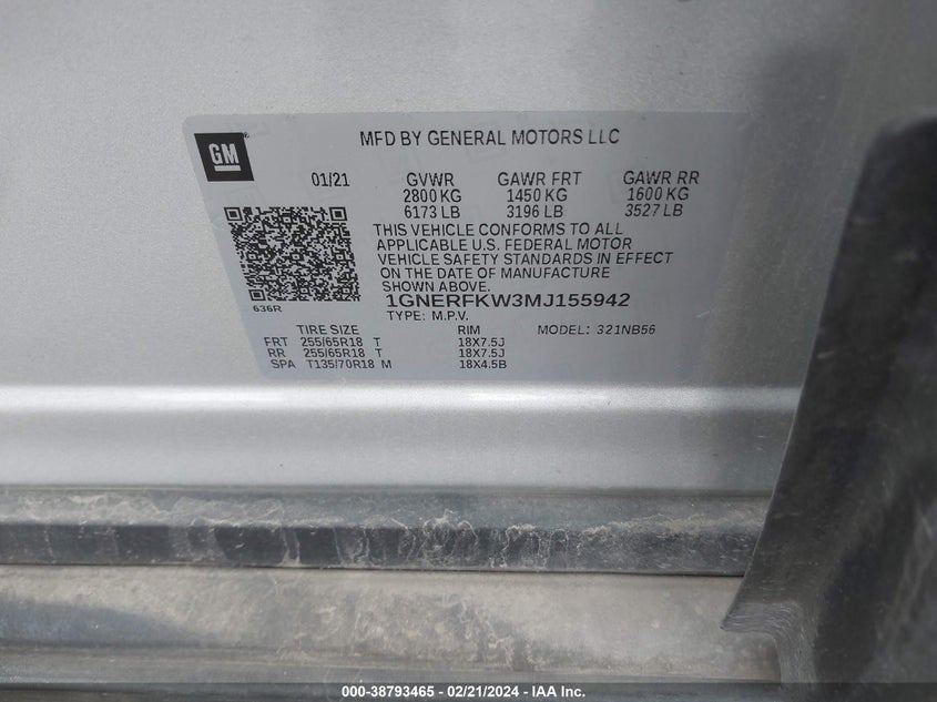 2021 CHEVROLET TRAVERSE FWD LS - 1GNERFKW3MJ155942