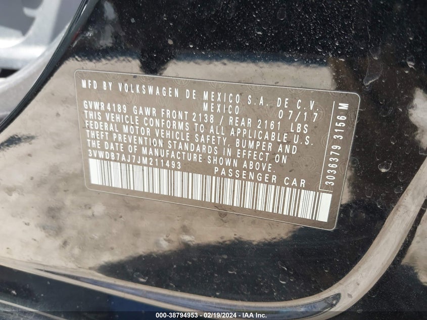 2018 VOLKSWAGEN JETTA 1.4T SE/1.4T WOLFSBURG EDITION - 3VWDB7AJ7JM211493