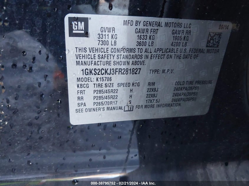 2015 GMC YUKON DENALI - 1GKS2CKJ3FR281827