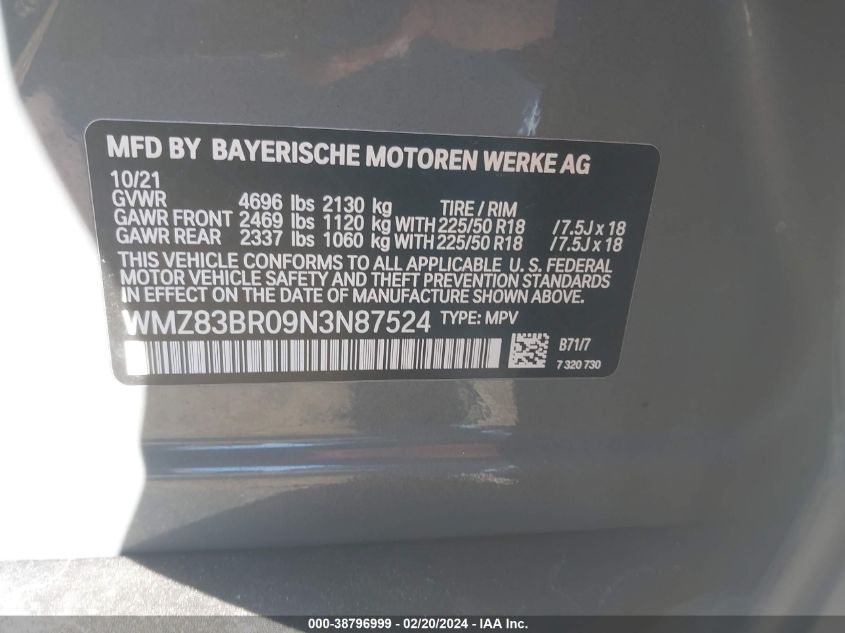 2022 MINI COUNTRYMAN COOPER S - WMZ83BR09N3N87524