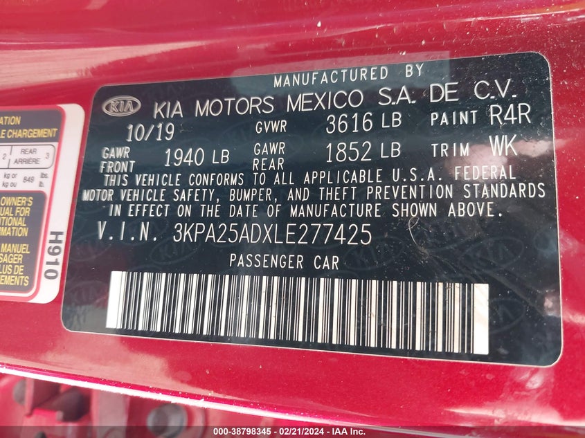 2020 KIA RIO 5-DOOR S - 3KPA25ADXLE277425
