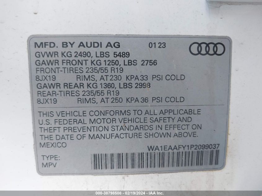 WA1EAAFY1P2099037 2023 AUDI Q5, photo no. 9