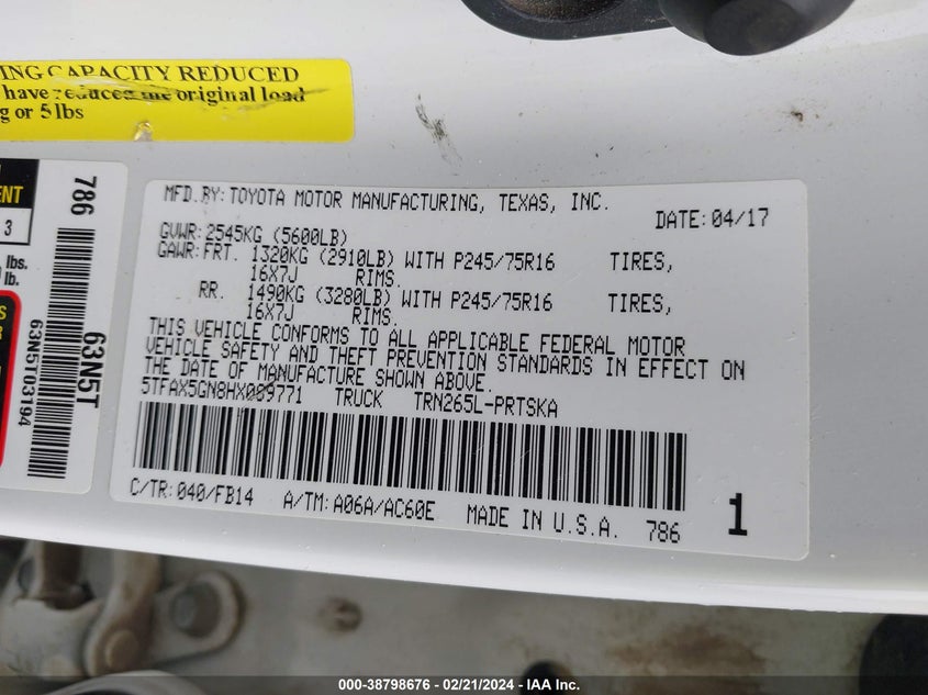 2017 TOYOTA TACOMA SR - 5TFAX5GN8HX089771