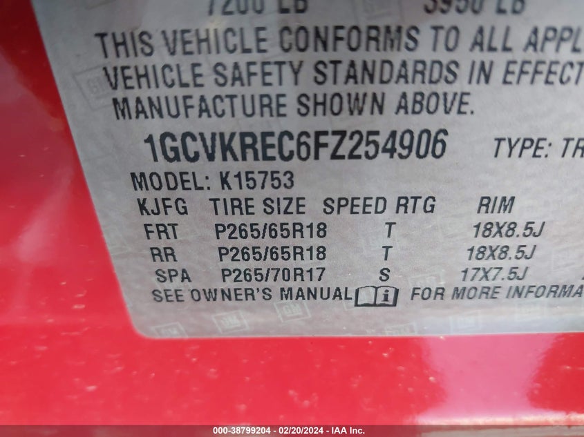 2015 CHEVROLET SILVERADO 1500 1LT - 1GCVKREC6FZ254906