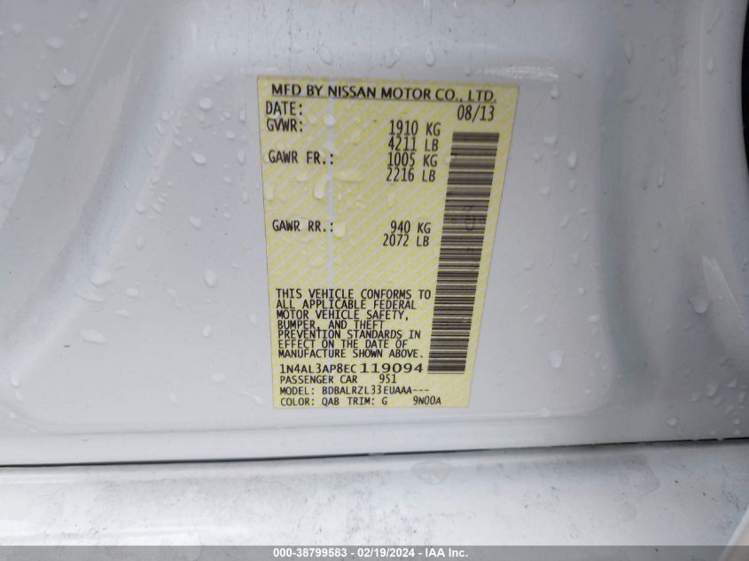 1N4AL3AP8EC119094 2014 Nissan Altima 2.5 S