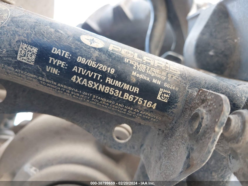 VIN 4XASXN853LB675164 2020 POLARIS SPORTSMAN 850 HIGH LIFTER EDITION