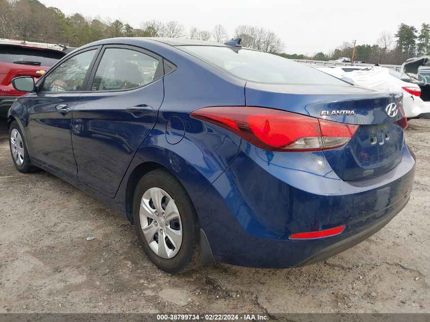 2016 Hyundai Elantra Se VIN: 5NPDH4AE5GH729135 Lot: 38799734