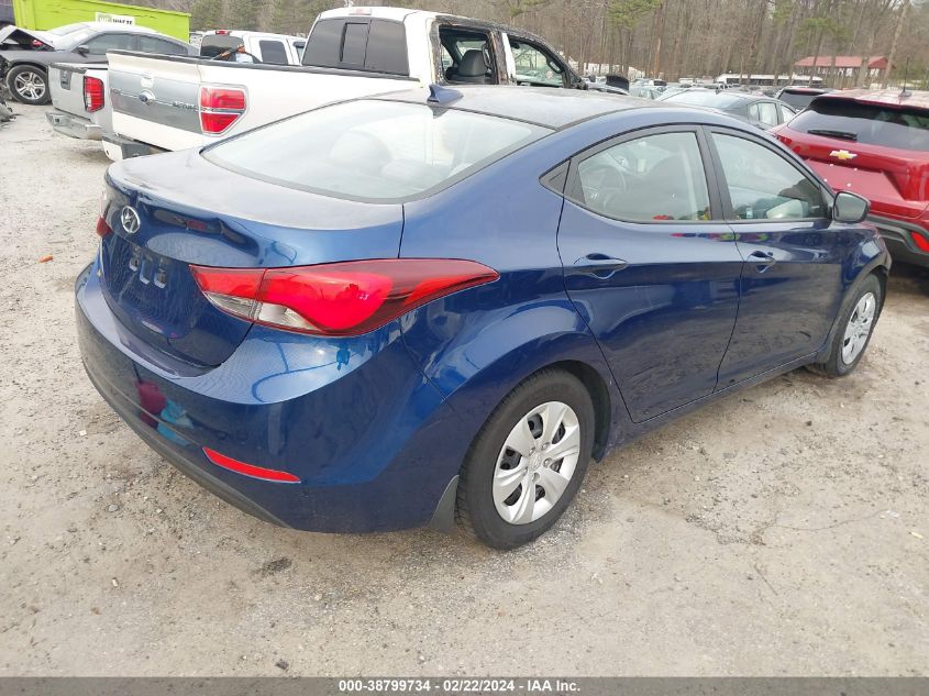 2016 Hyundai Elantra Se VIN: 5NPDH4AE5GH729135 Lot: 38799734