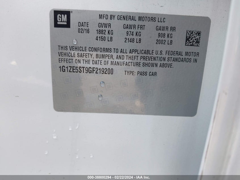 2016 CHEVROLET MALIBU 1LT - 1G1ZE5ST9GF219200