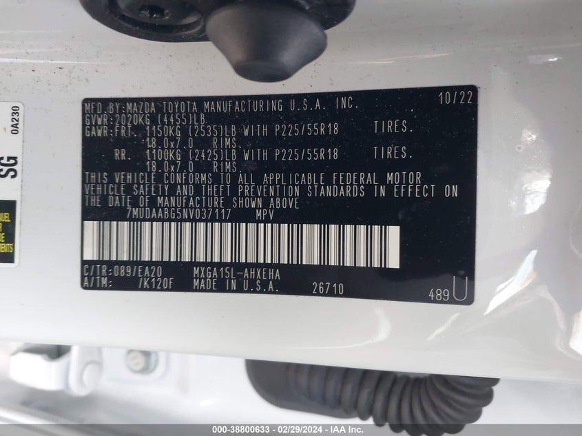 2022 TOYOTA COROLLA CROSS XLE - 7MUDAABG5NV037117