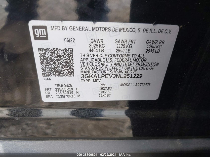 VIN 3GKALPEV3NL251229 2022 GMC TERRAIN FWD SLT