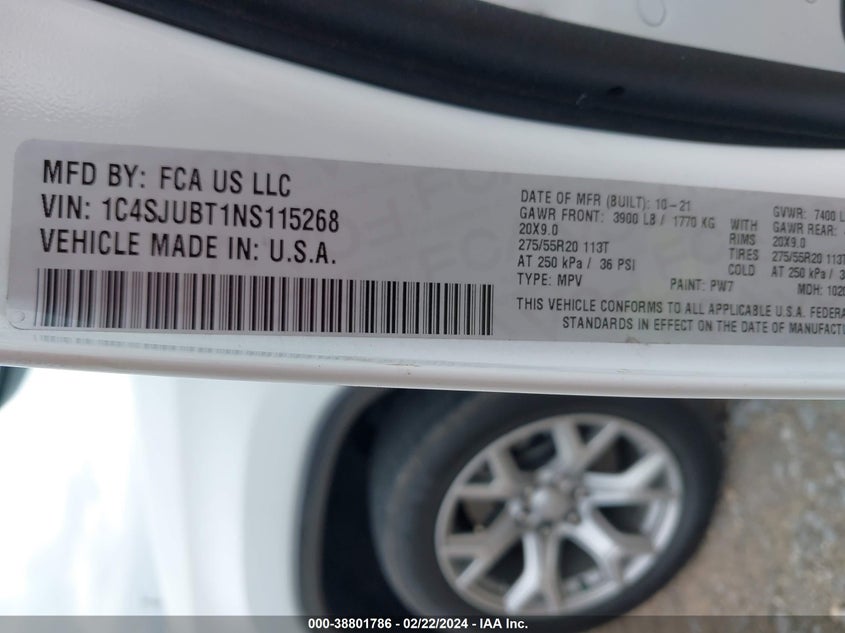 2022 JEEP WAGONEER SERIES II 4X2 - 1C4SJUBT1NS115268