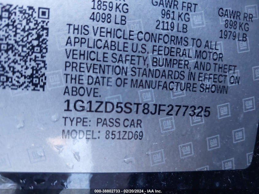 2018 CHEVROLET MALIBU LT - 1G1ZD5ST8JF277325