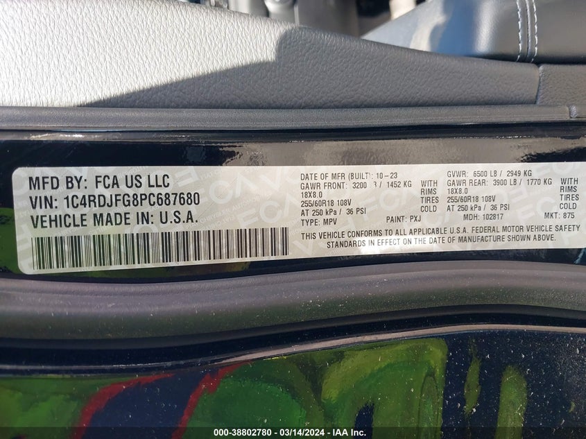 2023 DODGE DURANGO PURSUIT AWD - 1C4RDJFG8PC687680