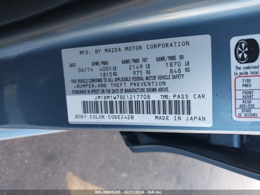 2014 MAZDA MAZDA3 I GRAND TOURING - JM1BM1W78E1217708