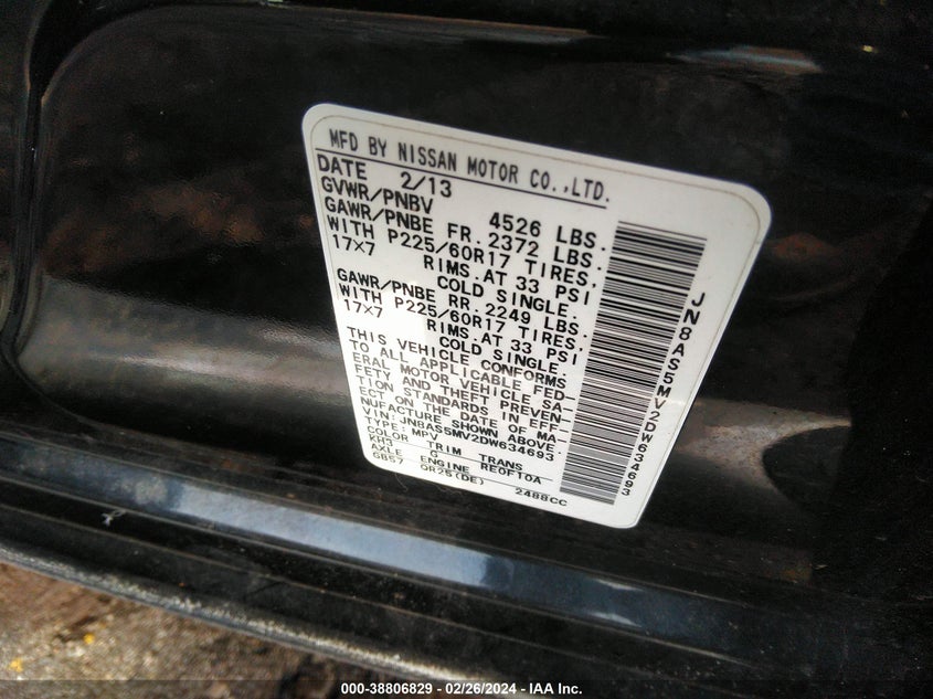 2013 NISSAN ROGUE S/SV - JN8AS5MV2DW634693