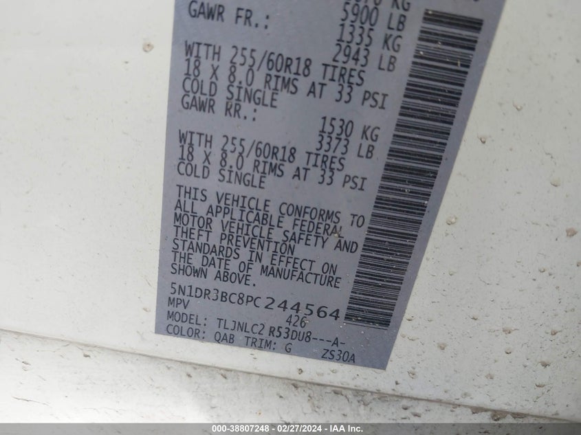 2023 NISSAN PATHFINDER SV 4WD - 5N1DR3BC8PC244564