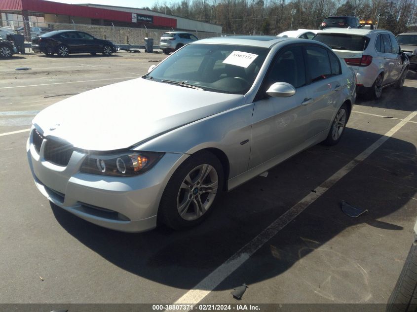 2008 BMW 328I VIN: WBAVA37588NL53989 Lot: 38807371