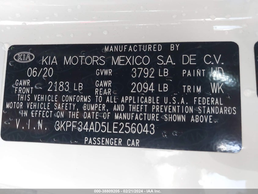 2020 KIA FORTE GT LINE/S - 3KPF34AD5LE256043