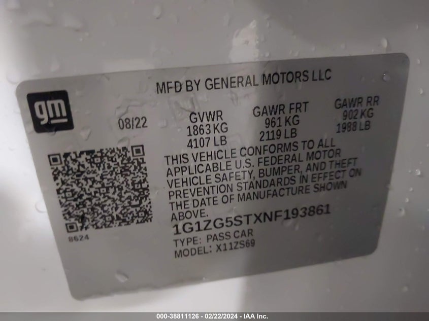 2022 CHEVROLET MALIBU FWD RS - 1G1ZG5STXNF193861