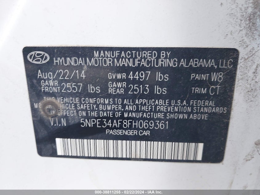 2015 HYUNDAI SONATA SPORT - 5NPE34AF8FH069361