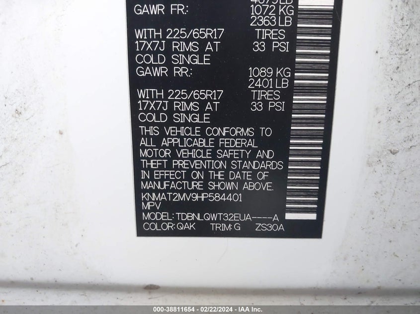 2017 NISSAN ROGUE SV - KNMAT2MV9HP584401