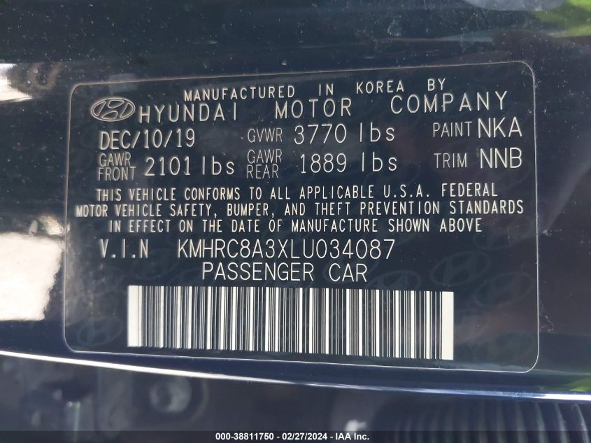 KMHRC8A3XLU034087 2020 Hyundai Venue Sel