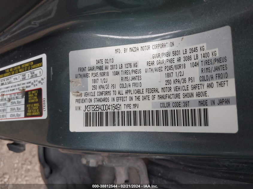 2013 MAZDA CX-9 SPORT - JM3TB2BA0D0416491