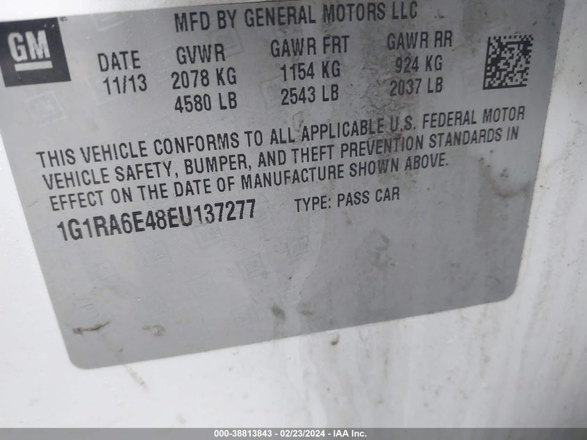 2014 CHEVROLET VOLT - 1G1RA6E48EU137277