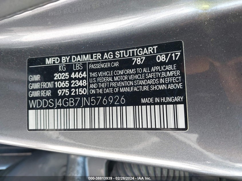 2018 MERCEDES-BENZ CLA 250 4MATIC VIN: WDDSJ4GB7JN576926
