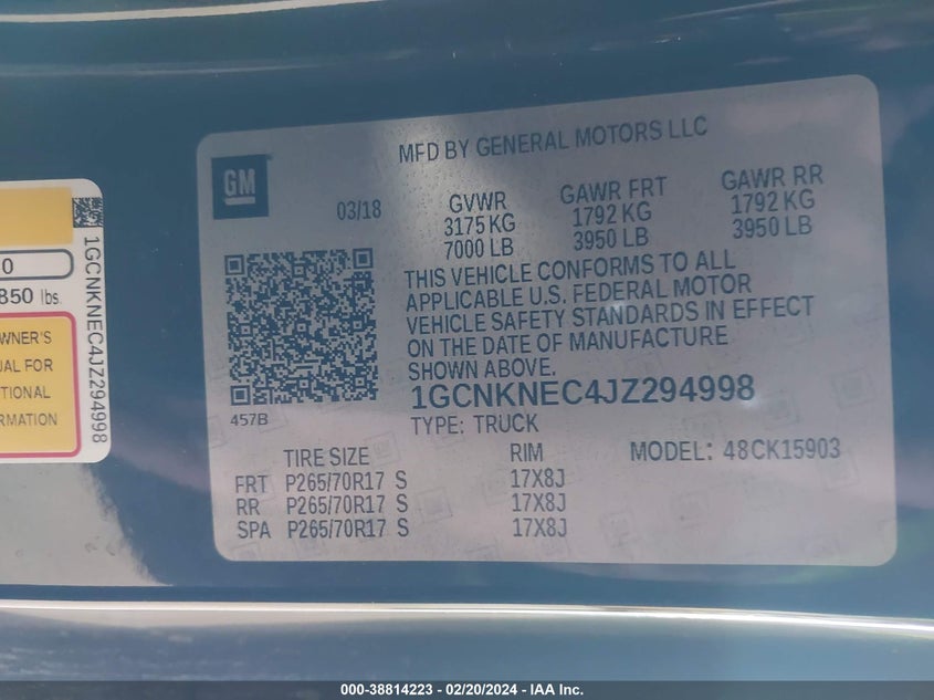 2018 CHEVROLET SILVERADO 1500 WT - 1GCNKNEC4JZ294998