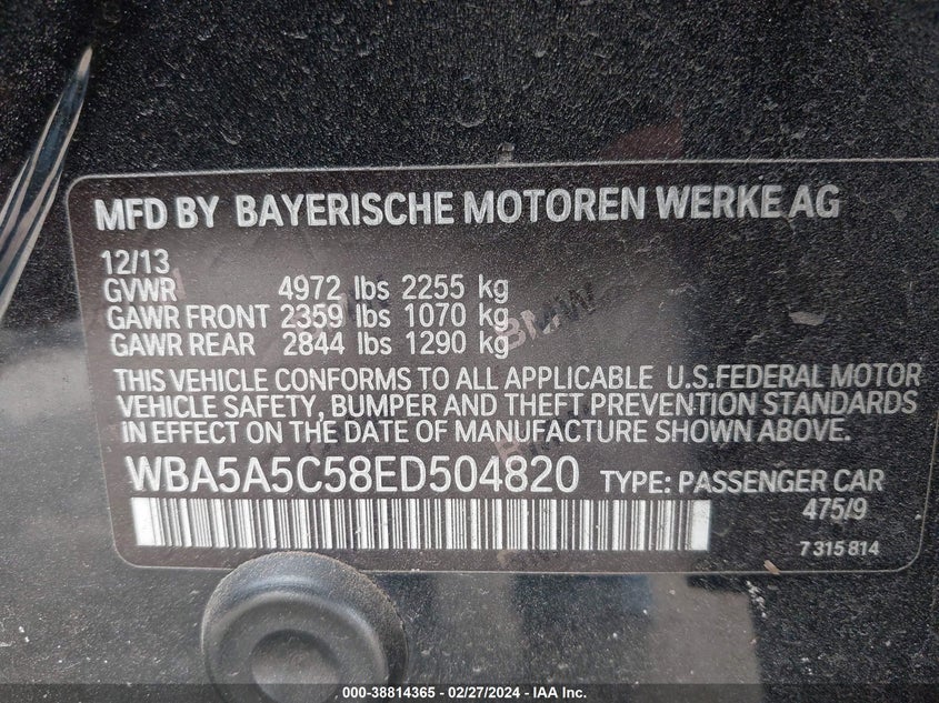 2014 BMW 528I - WBA5A5C58ED504820