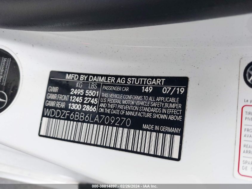 WDDZF6BB6LA709270 2020 Mercedes-Benz Amg E 53 4Matic