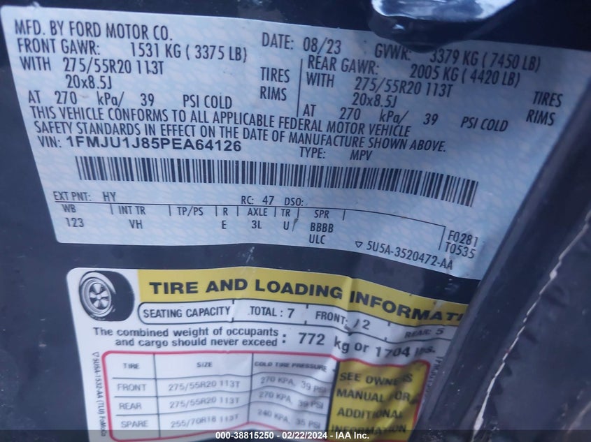 2023 FORD EXPEDITION XLT - 1FMJU1J85PEA64126