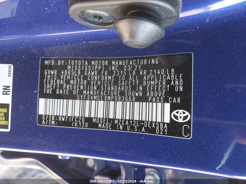 2021 TOYOTA COROLLA SE/NIGHT SHADE - 5YFS4MCEXMP083668