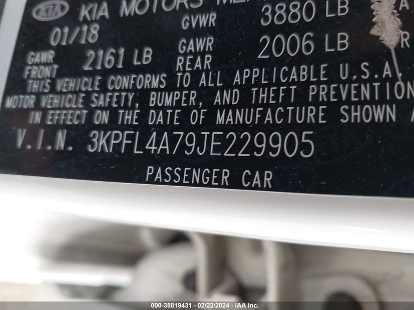2018 KIA FORTE LX/S - 3KPFL4A79JE229905