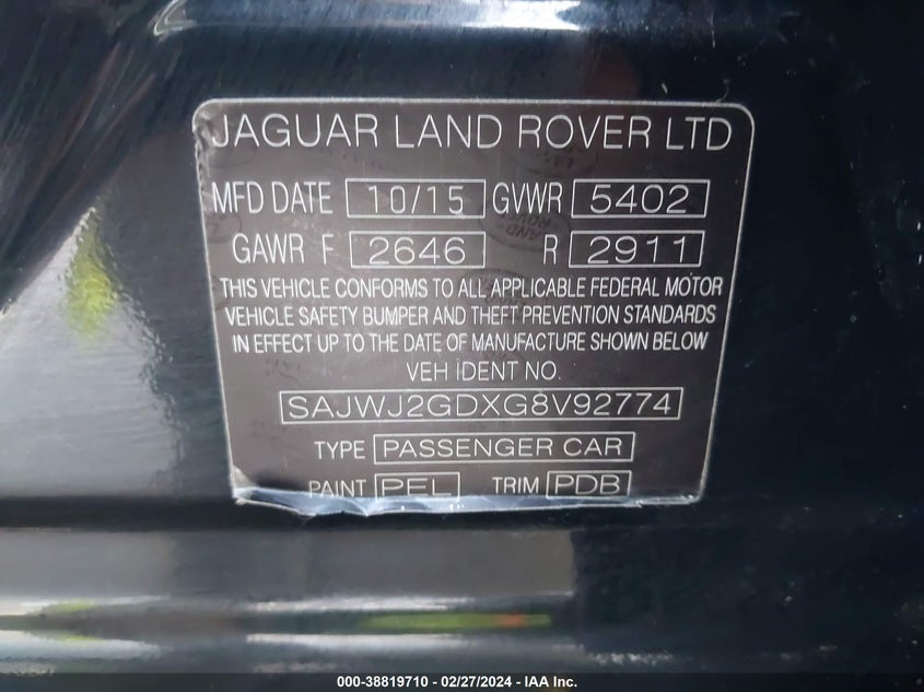 2016 JAGUAR XJ XJL PORTFOLIO - SAJWJ2GDXG8V92774