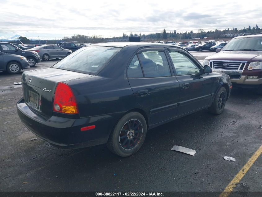 2005 Hyundai Accent Gls VIN: KMHCG45CX5U583188 Lot: 38822117