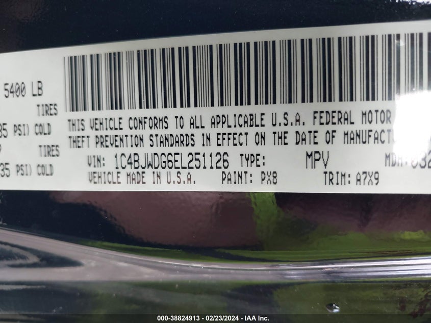 2014 JEEP WRANGLER UNLIMITED SPORT - 1C4BJWDG6EL251126