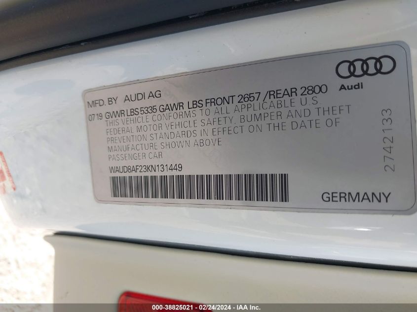 WAUD8AF23KN131449 2019 Audi A6 45 Premium