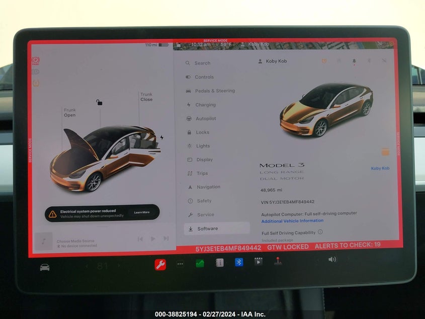 VIN 5YJ3E1EB4MF849442 2021 TESLA MODEL 3