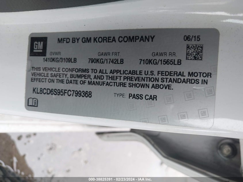 2015 CHEVROLET SPARK 1LT - KL8CD6S95FC799368