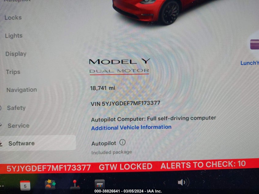 VIN 5YJYGDEF7MF173377 2021 TESLA MODEL Y