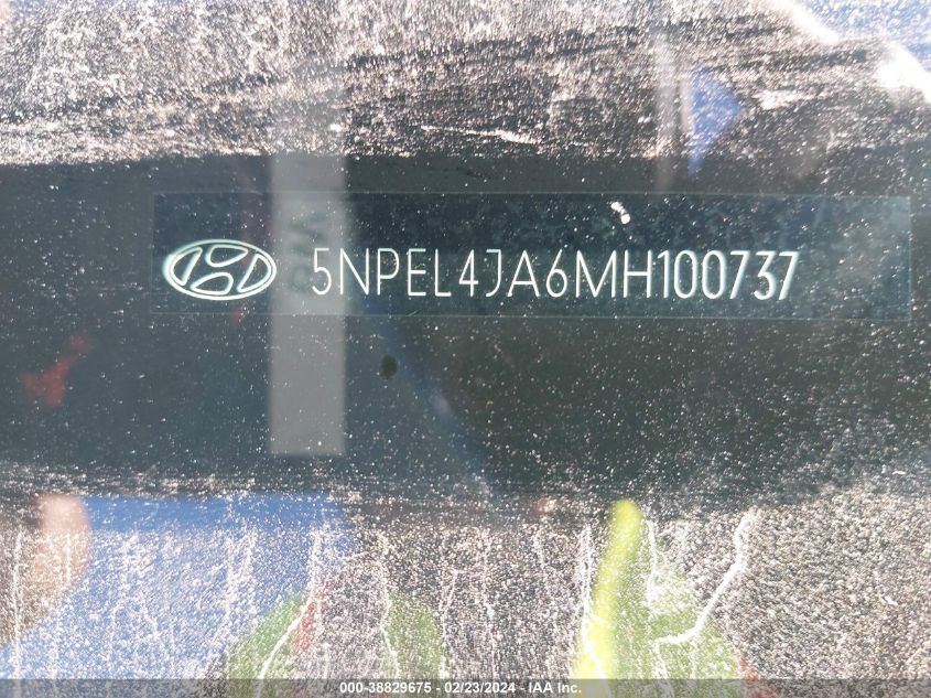 2021 Hyundai Sonata Sel VIN: 5NPEL4JA6MH100737 Lot: 38829675