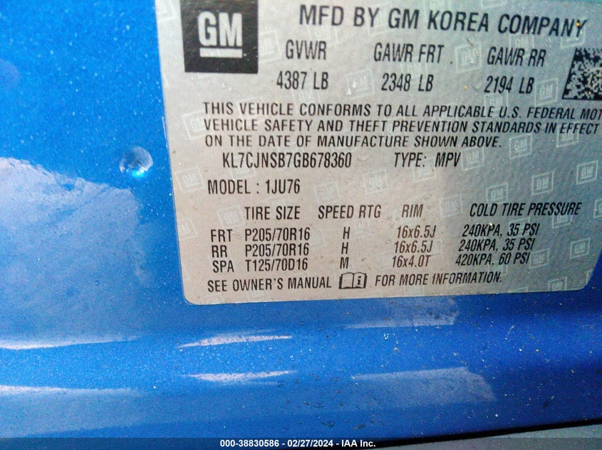 2016 CHEVROLET TRAX LS - KL7CJNSB7GB678360