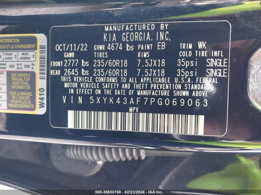 2023 KIA SPORTAGE SX - 5XYK43AF7PG069063