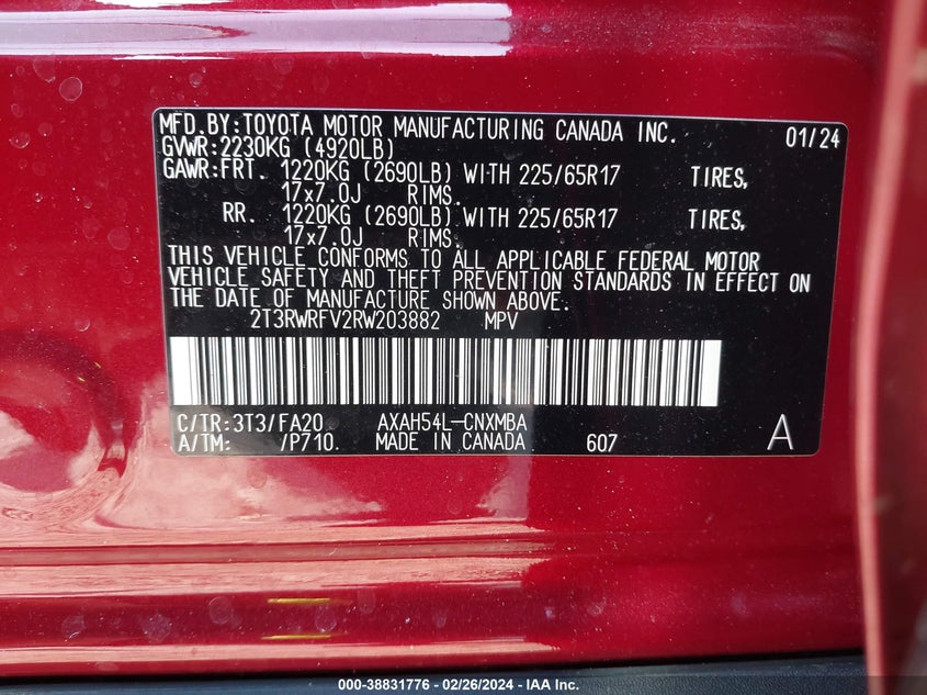 2024 TOYOTA RAV4 XLE HYBRID - 2T3RWRFV2RW203882