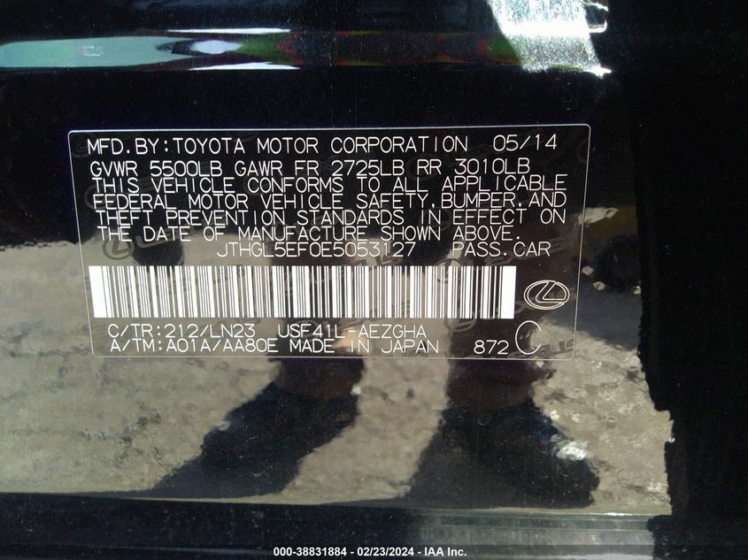 2014 LEXUS LS 460 L - JTHGL5EF0E5053127