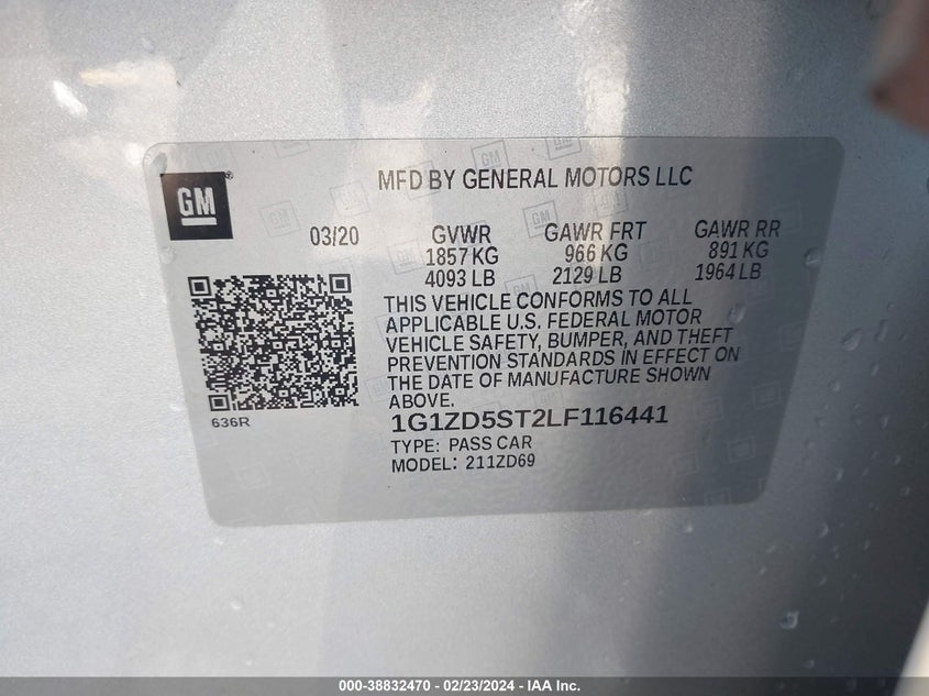 2020 CHEVROLET MALIBU LT - 1G1ZD5ST2LF116441