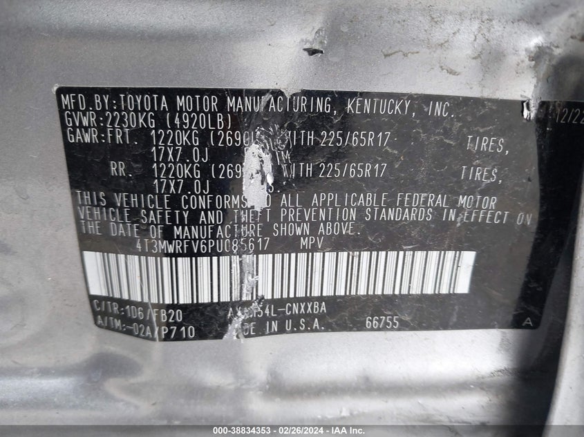 2023 TOYOTA RAV4 LE - 4T3MWRFV6PU085617